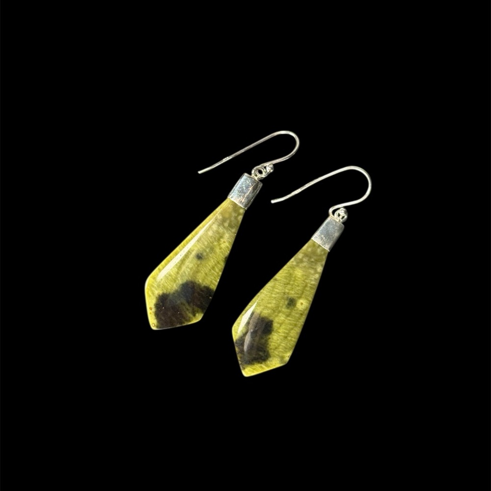 925 Sterling Silver Natural Serpentine Earring